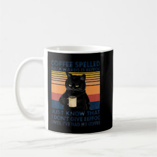 Kaffee rückwärts geschrieben ist Eeffoc Katze trin Kaffeetasse