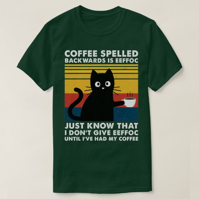 Kaffee rückwärts geschrieben ist Eeffoc - lustiges T-Shirt (Design vorne)