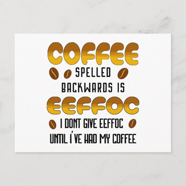 Kaffee rückwärts Kaffeeliebhaber Feiertagspostkarte (Vorderseite)