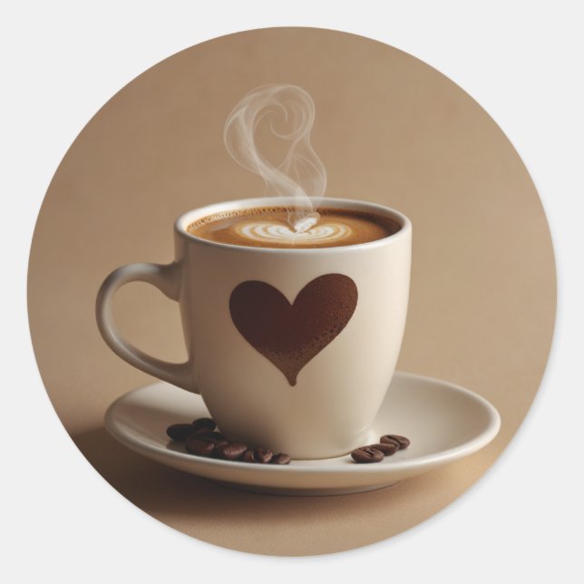 Kaffee Runder Aufkleber (Vorderseite)