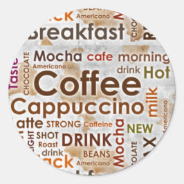 Kaffee-Rundsticker , 3 Zoll (Blatt 6) Runder Aufkleber