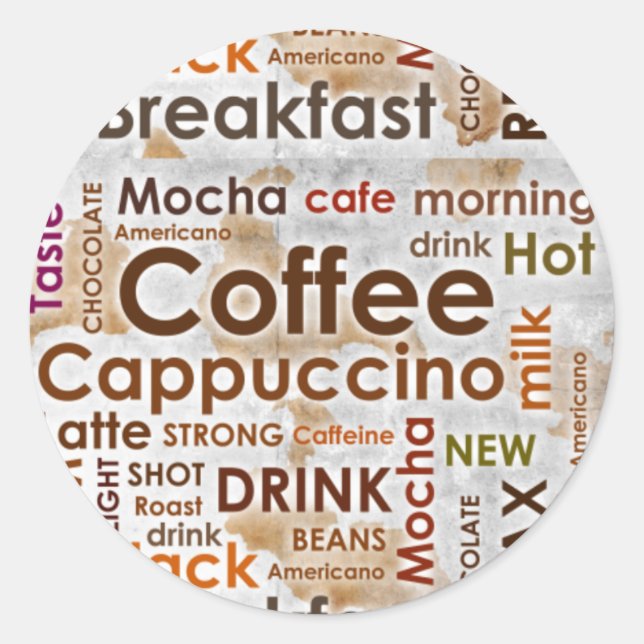 Kaffee-Rundsticker , 3 Zoll (Blatt 6) Runder Aufkleber (Vorderseite)