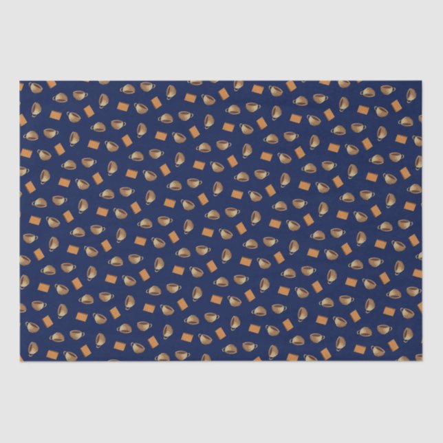 Kaffee & Schokolade Biscuits Muster Navy Blue Food Seidenpapier (Vorderseite)