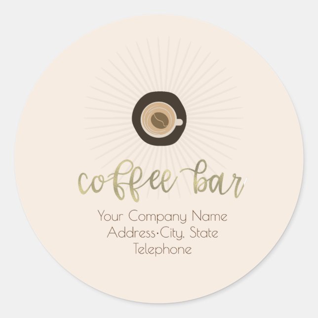 Kaffee-Shop-Bar Gold-Business-Label Runder Aufkleber (Vorderseite)