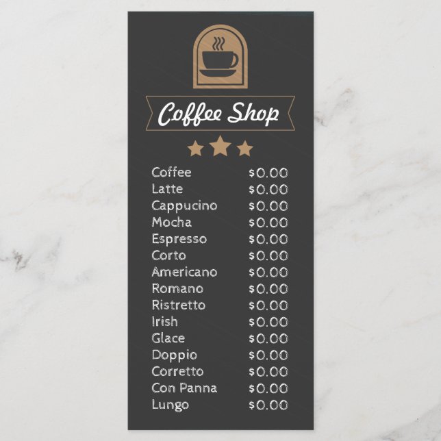 Kaffee Shop individuell anpassbare Fotomenü-Vorlag Menükarte (Vorderseite)