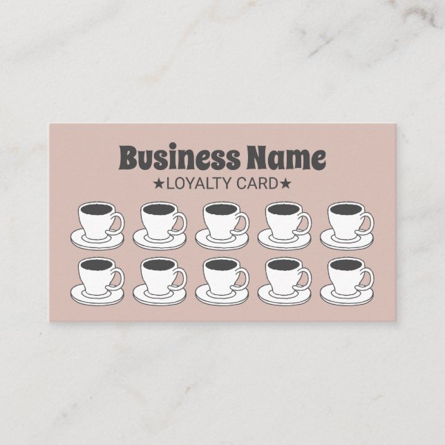 Kaffee-Shop Kaffee Kaffee-Cups Rosa Kundenlob Treuekarte (Vorderseite)