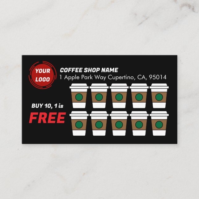 Kaffee-Shop kaufen 10 erhalten 1 CUSTOM Treuekarte (Vorderseite)