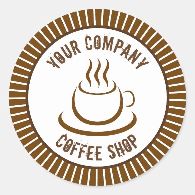 Kaffee-Shop Runder Aufkleber (Vorderseite)