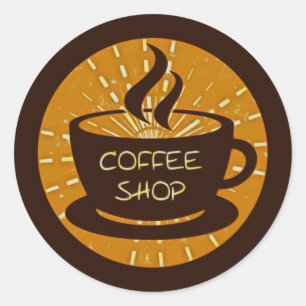 Kaffee-Shop Runder Aufkleber