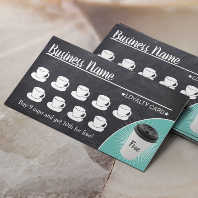 Kaffee Shop Rustikales Chalkboard 10 Cups Loyalitä Treuekarte (Von Creator hochgeladen)