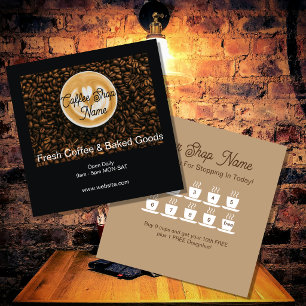 Kaffee Shop Treuekarte   Cafe Belohnungen Stempelk Quadratische Visitenkarte