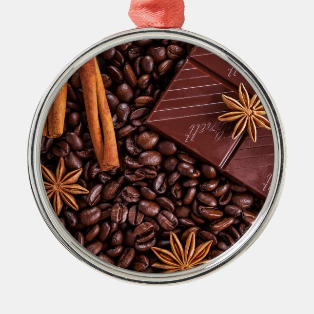 Kaffee Silbernes Ornament (Vorne)