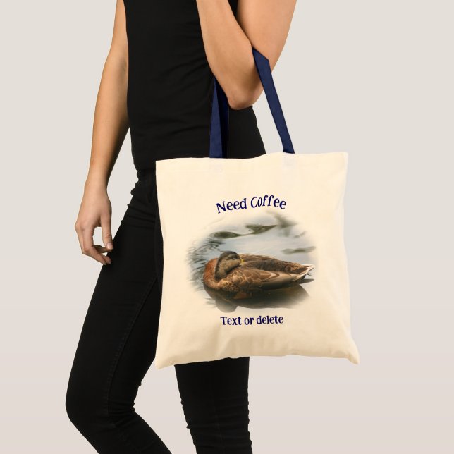 Kaffee Spaß Niedlich Sleepy Duck Personalisiert Tragetasche (Vorderseite (Produkt))