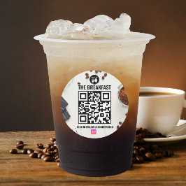 Kaffee spiegelt moderne Business Instagramm Qr Cod Runder Aufkleber
