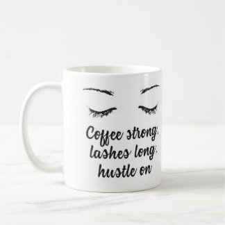 Kaffee Stark, Wimpern Lang, Anstrengung Auf Tasse