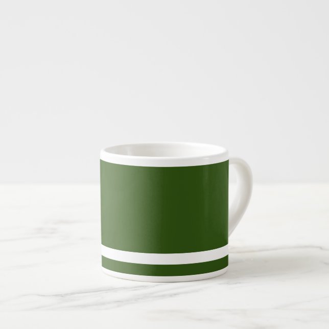 Kaffee Starkes Olivgrün mit weißem Streifen Espressotasse (Vorderseite Rechts)