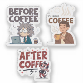 Kaffee-Stimmungs-Vektor-Kunst vor, während und nac Aufkleber
