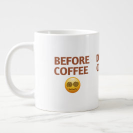 Kaffee-Stimmungs-Vektor-Kunst vor, während und nac Jumbo-Tasse