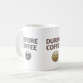 Kaffee-Stimmungs-Vektor-Kunst vor, während und nac Kaffeetasse