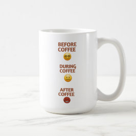Kaffee-Stimmungs-Vektor-Kunst vor, während und nac Kaffeetasse