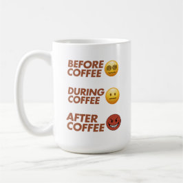 Kaffee-Stimmungs-Vektor-Kunst vor, während und nac Kaffeetasse