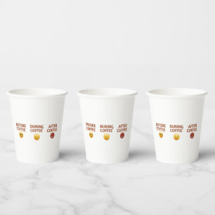 Kaffee-Stimmungs-Vektor-Kunst vor, während und nac Pappbecher