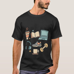 Kaffee, Studium, Fitness & Arbeit - Minimaler Lebe T-Shirt