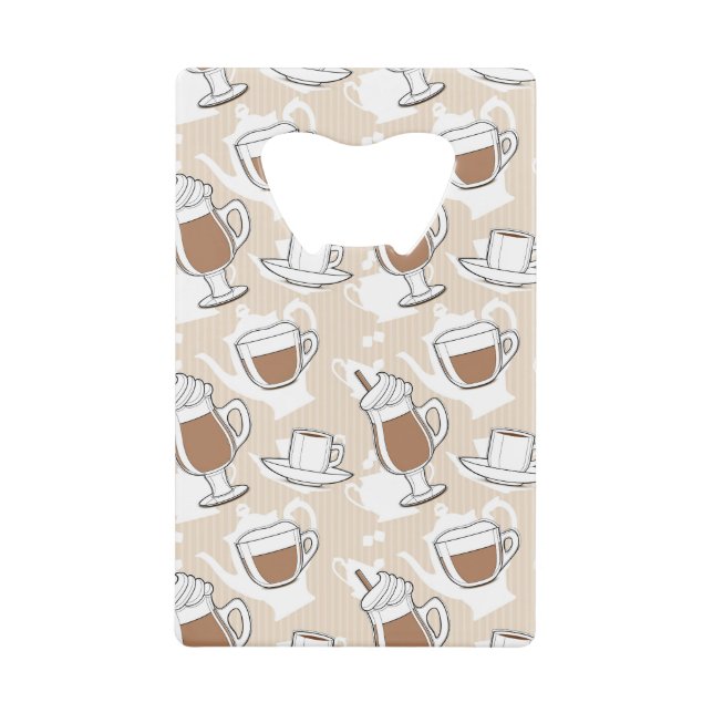 Kaffee, süßes Muster Kreditkartenflaschenöffner (Vorderseite)