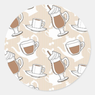 Kaffee, süßes Muster Runder Aufkleber