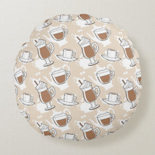 Kaffee, süßes Muster Rundes Kissen