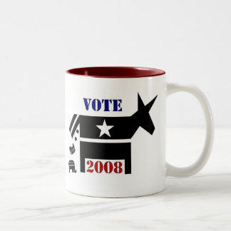 KAFFEE-TASSE ABSTIMMUNGS-DEMOKRATEN IM JAHRE 2008 ZWEIFARBIGE TASSE