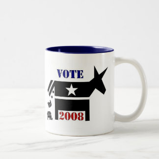 KAFFEE-TASSE ABSTIMMUNGS-DEMOKRATEN IM JAHRE 2008 ZWEIFARBIGE TASSE