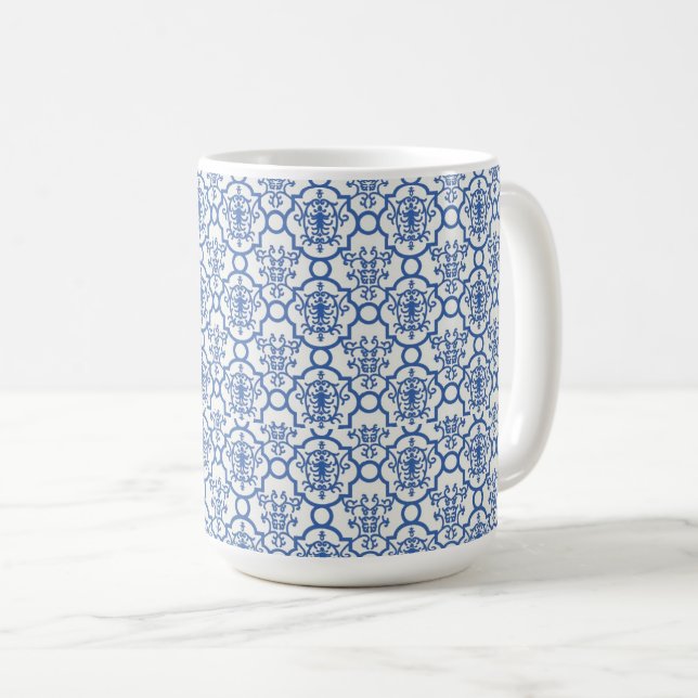 Kaffee Tasse-Blue Damask Kaffeetasse (VorderseiteRechts)