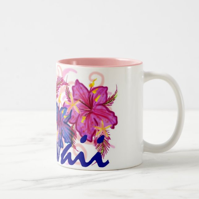 Kaffee-Tasse bunter Blumen Hawaiis künstlerische Zweifarbige Tasse (Rechts)