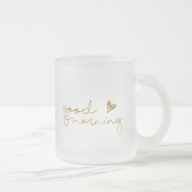 Kaffee-Tasse des gutenmorgens im Gold Mattglastasse (Rechts)