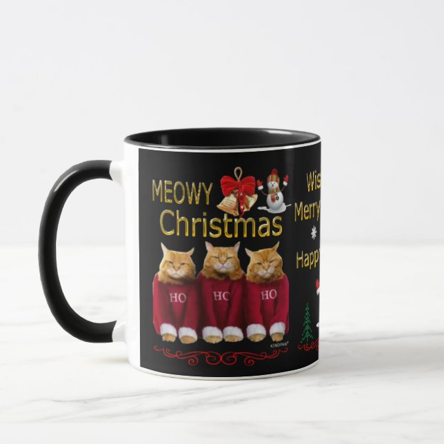 Kaffee-Tasse des Meowy Weihnachtsglücklichen neuen Tasse (Links)