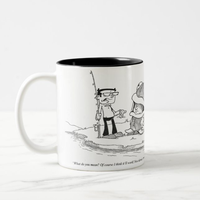 Kaffee-Tasse - Fischen-Cartoon - Fisch-Kostüm Zweifarbige Tasse (Links)