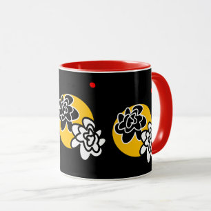 Kaffee-Tasse freundliche Blume rotes schwarzes Tasse