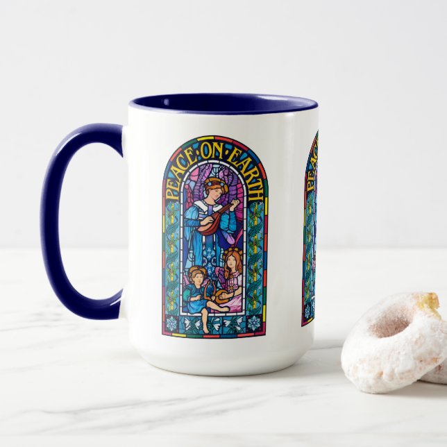 Kaffee-Tasse Frieden auf Erden vor Raphaelite Xmas Tasse (Mit Donut)