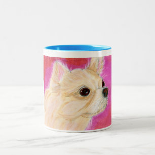 Kaffee-Tasse geschossene - langhaariger Chihuahua Zweifarbige Tasse