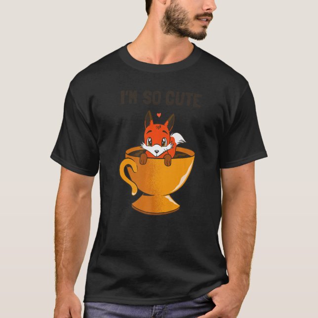 Kaffee Tasse Herz Sweet Kinder Fox T-Shirt (Vorderseite)