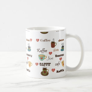 Kaffee-Tasse in den verschiedenen Sprachen Kaffeetasse