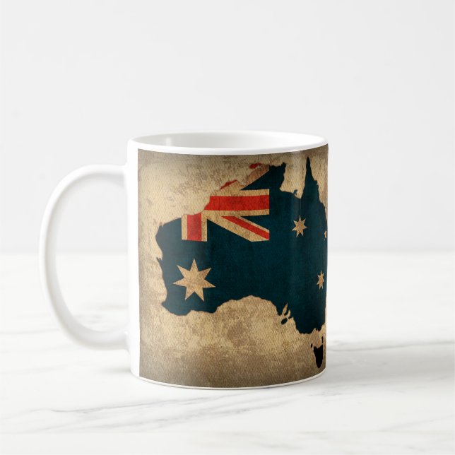 Kaffee-Tasse - Karte Australiens mit Flagge Kaffeetasse (Links)