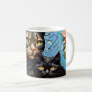 Kaffee Tasse Katzenmosaik gestanzter Glas Designer