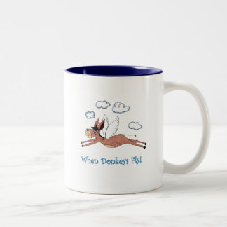 Kaffee-Tasse lustig, wunderlicher Fliegen-Esel Zweifarbige Tasse