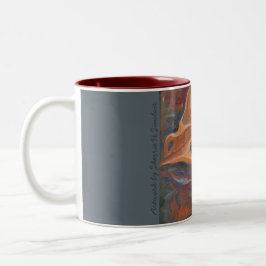Kaffee-Tasse mit 2 Tönen mit Eicheln und Blätter Zweifarbige Tasse