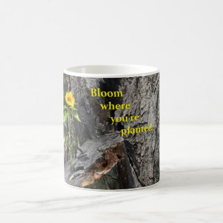 Kaffee-Tasse mit der Blume, die aus Baum heraus Kaffeetasse