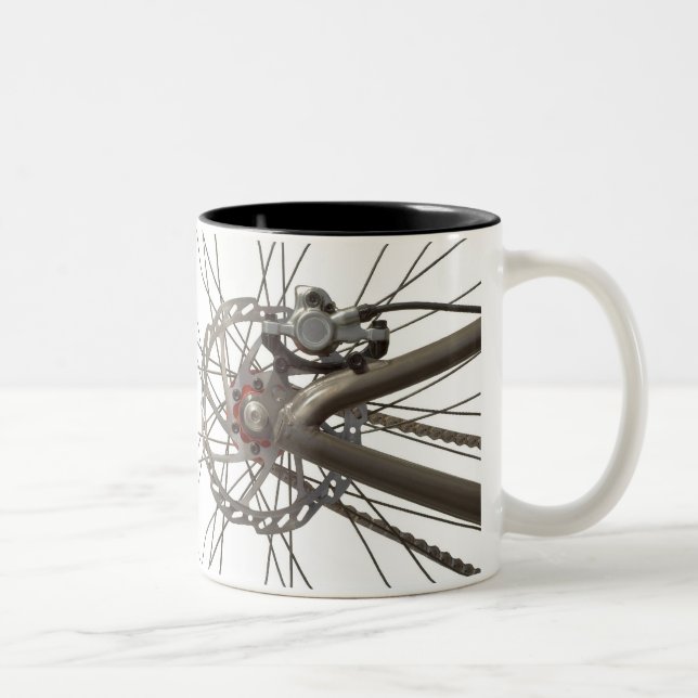 Kaffee-Tasse mit Fahrrad-Rückseiten-Rad Zweifarbige Tasse (Rechts)