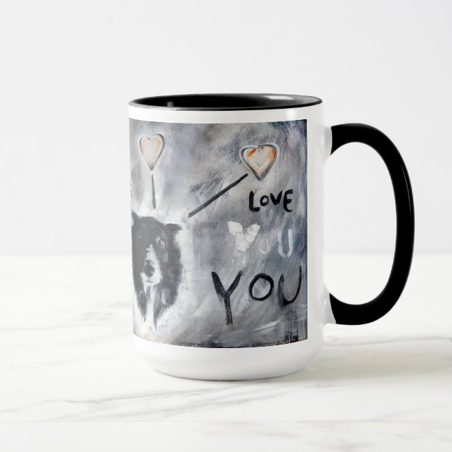 Kaffee-Tasse mit Grenzcolliemalerei Tasse (Rechts)