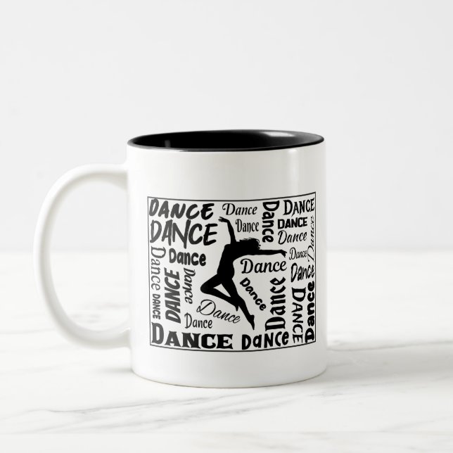 Kaffee-Tasse mit Tanzdesign. Sie werden Zweifarbige Tasse (Links)